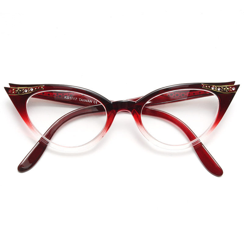 Betty Jo Rhinestone Gradient Cat Eye Clear Glasses