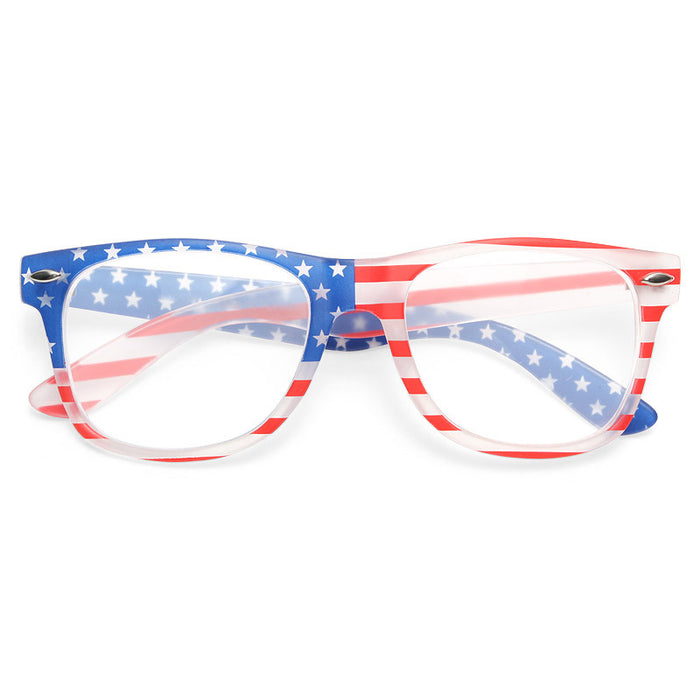 Glory American Flag Clear Frame Clear Horn Rimmed Glasses