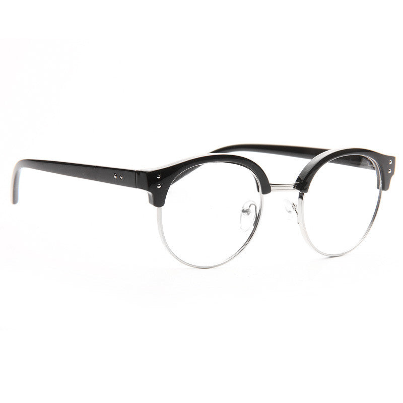 Concord Unisex Round Metal Clear Half-Frame Glasses