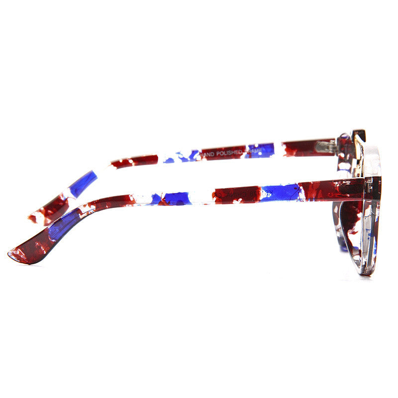 Abstract Designer Inspired Flat Lens Color Mirror Sunglasses