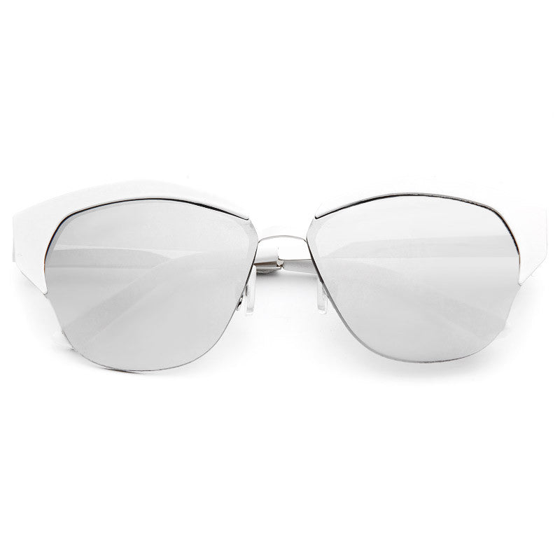 Mirrors Designer Inspired Metal Cat Eye Sunglasses