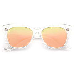 Rayne Color Mirror Sharp Cat Eye Clear Frame Sunglasses