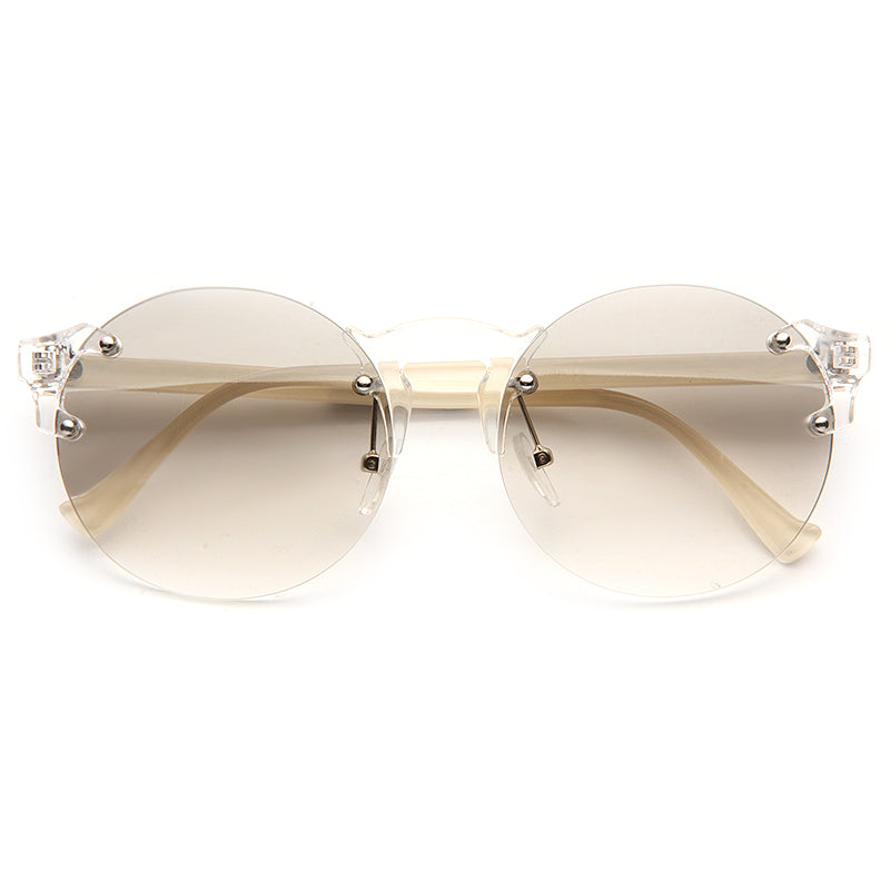 Winston Unisex Rimless Lightly Tinted Round Sunglasses