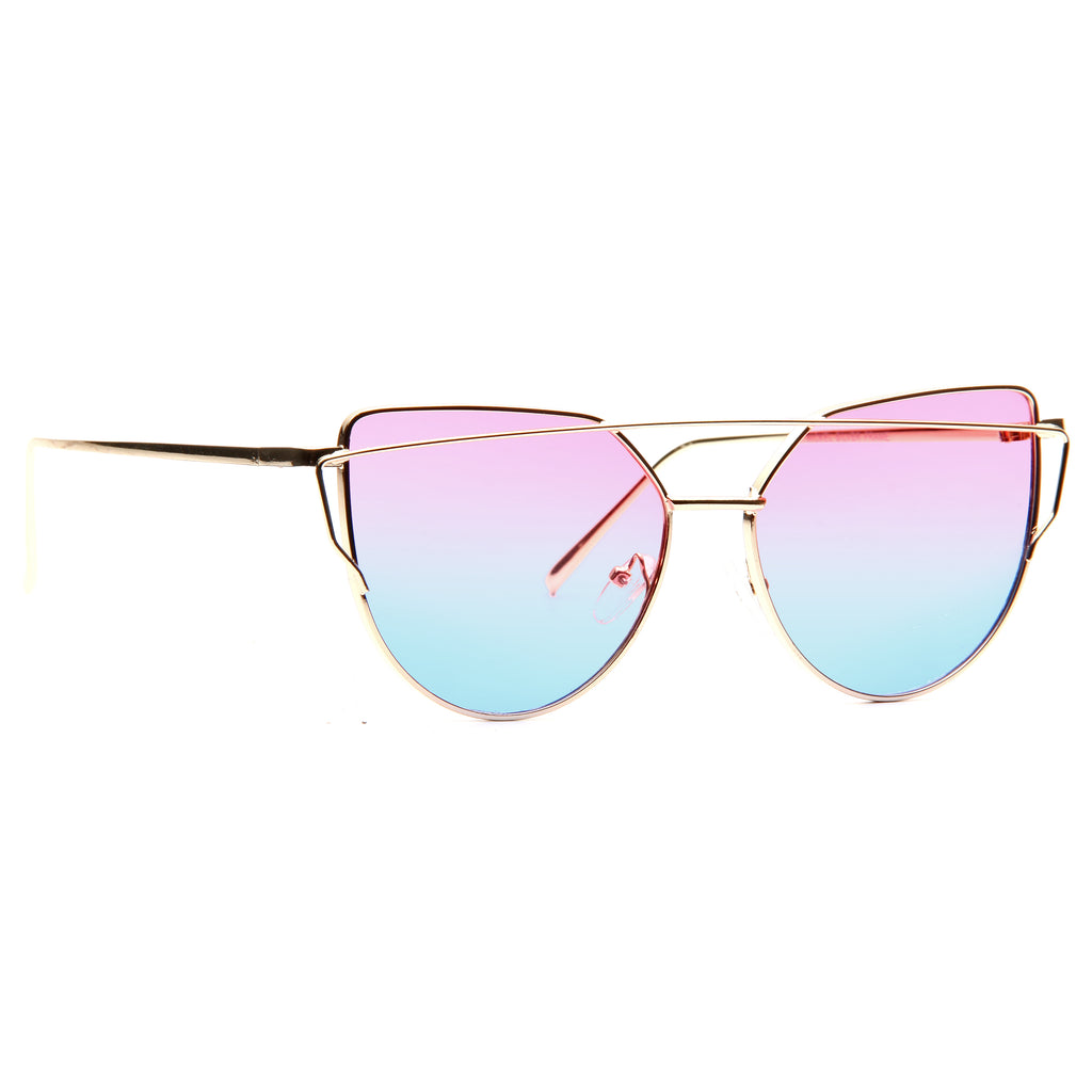 LovePunch Designer Inspired Flat Lens Split Tint Sunglasses