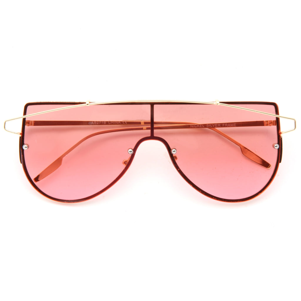 Zhora 2 Designer Inspired Flat Top Color Tint Shield Sunglasses