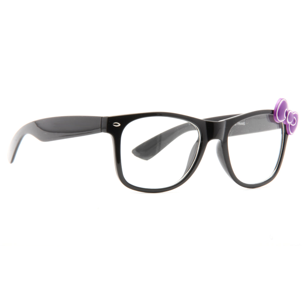 Jude Large Bow Accent Clear Horn Rimmed Glasses