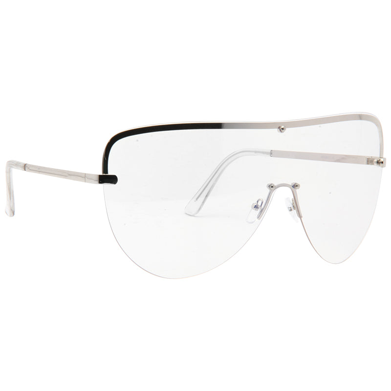 Reeves Oversized Rimless Shield Aviator Clear Glasses