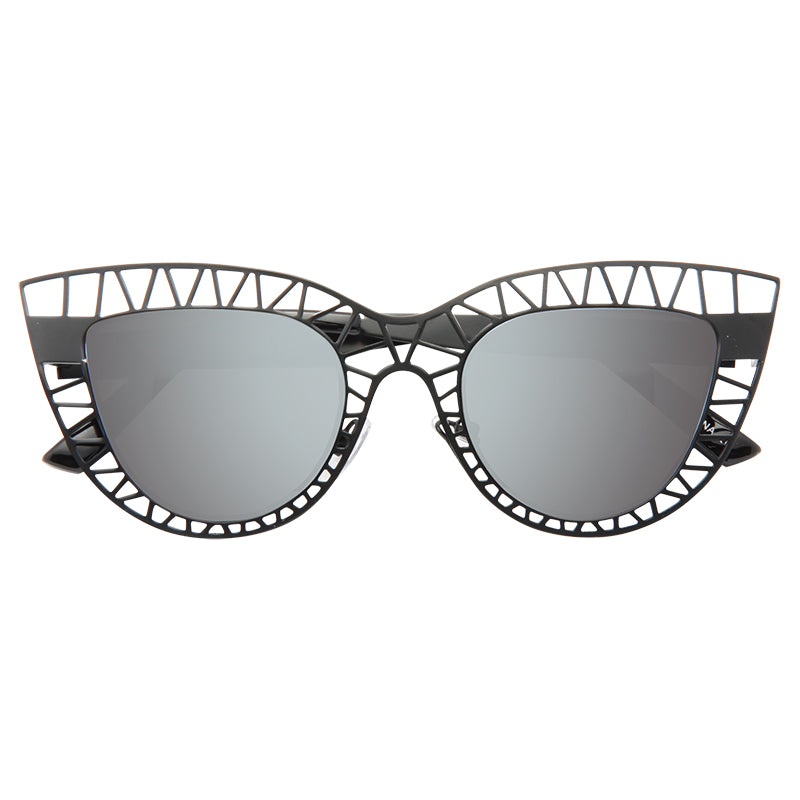 Steel Designer Inspired Cut-Out Cat Eye Sunglasses
