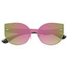 Callery Rimless Color Mirror Shield Cateye Sunglasses