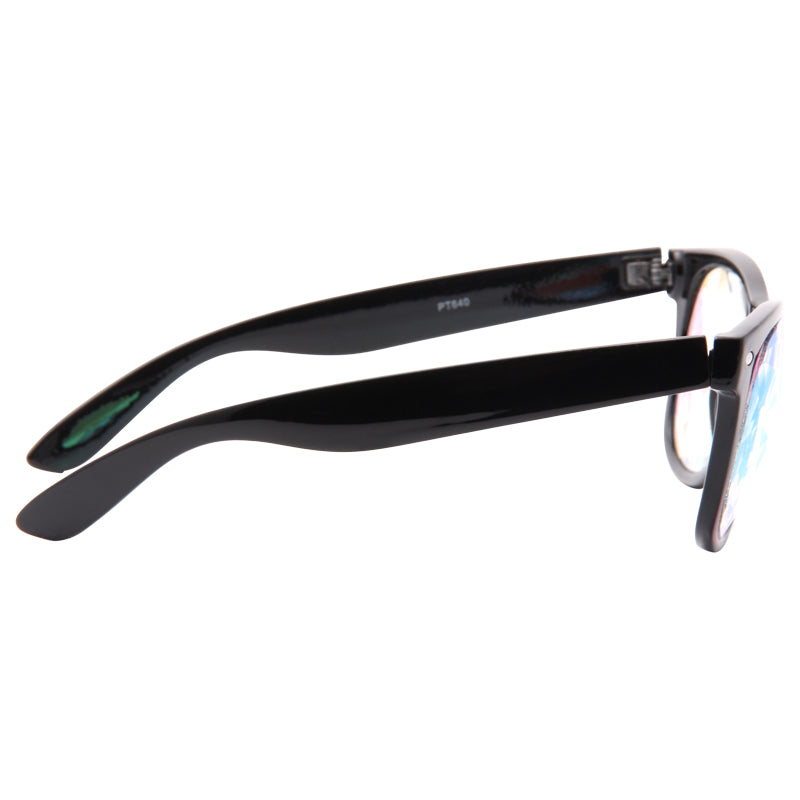 Kalidescope Color Mirror Horn Rimmed Sunglasses