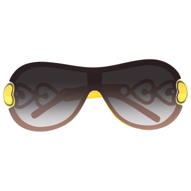 Kids Oversized Heart Accent Rimless Shield Aviator Sunglasses
