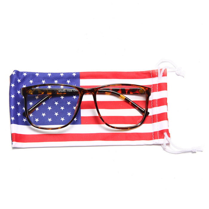 Soft Drawstring American Flag Sunglasses Case