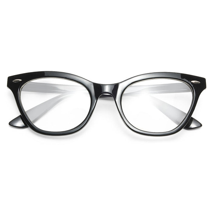 Emma Solid Frame Clear Cat Eye Glasses