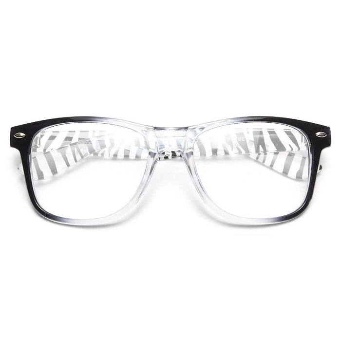 Jude Large Transparent Zebra Clear Horn Rimmed Glasses