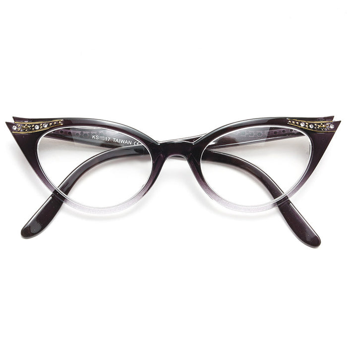 Betty Jo Rhinestone Gradient Cat Eye Clear Glasses