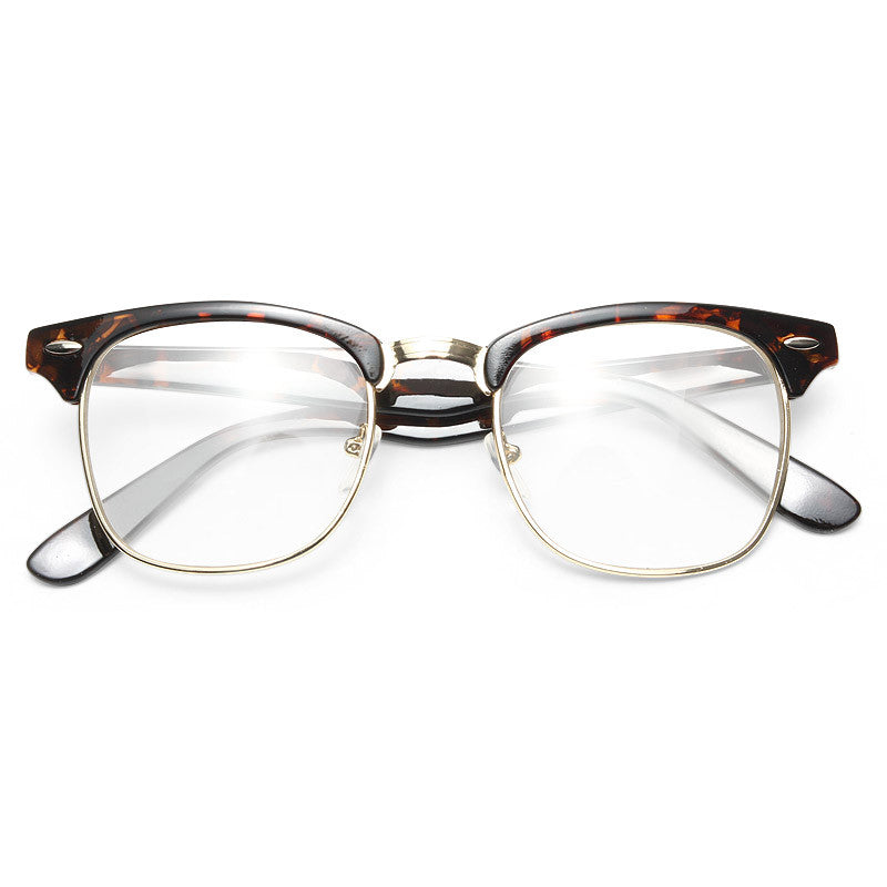 Peyton Unisex Metal Clear Half-Frame Glasses