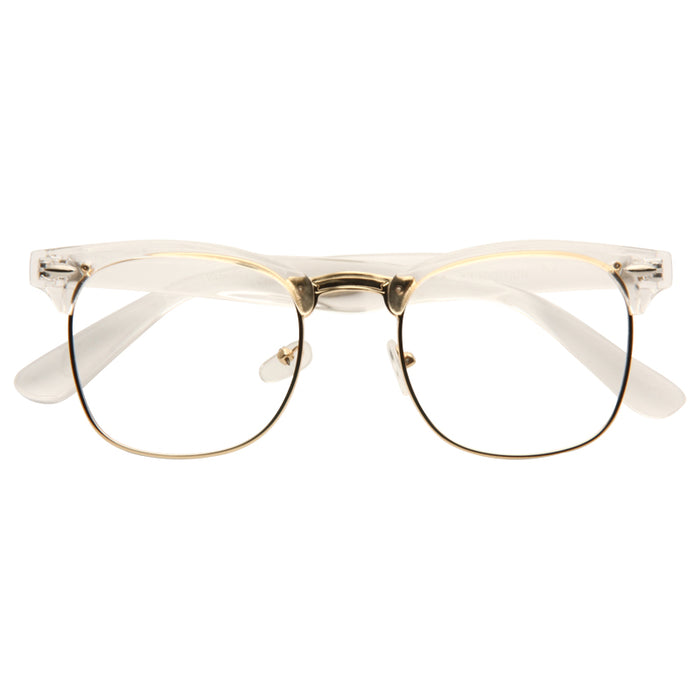 Peyton Unisex Metal Clear Frame Clear Half-Frame Glasses