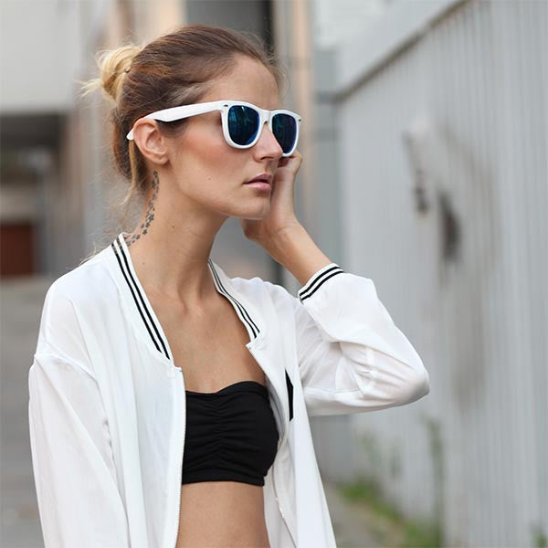 White rimmed sunglasses hot sale