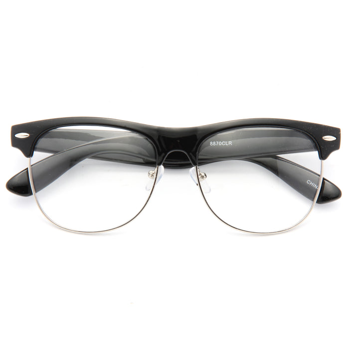 Foster Unisex Metal Clear Half Rim Glasses