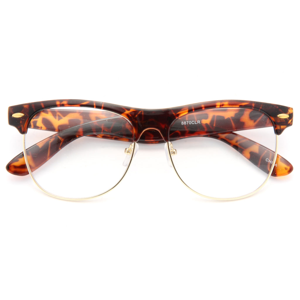 Foster Unisex Metal Clear Half Rim Glasses