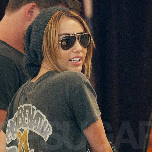 Miley Cyrus Style 58Mm Leather Trim Aviator Celebrity Sunglasses