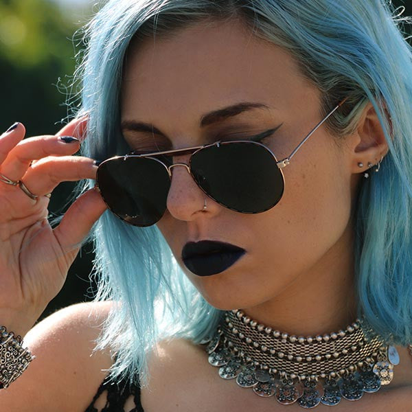 Vintage 58mm Solid Aviator Sunglasses