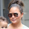 Chrissy Teigen Style Vintage 58Mm Solid Aviator Celebrity Sunglasses