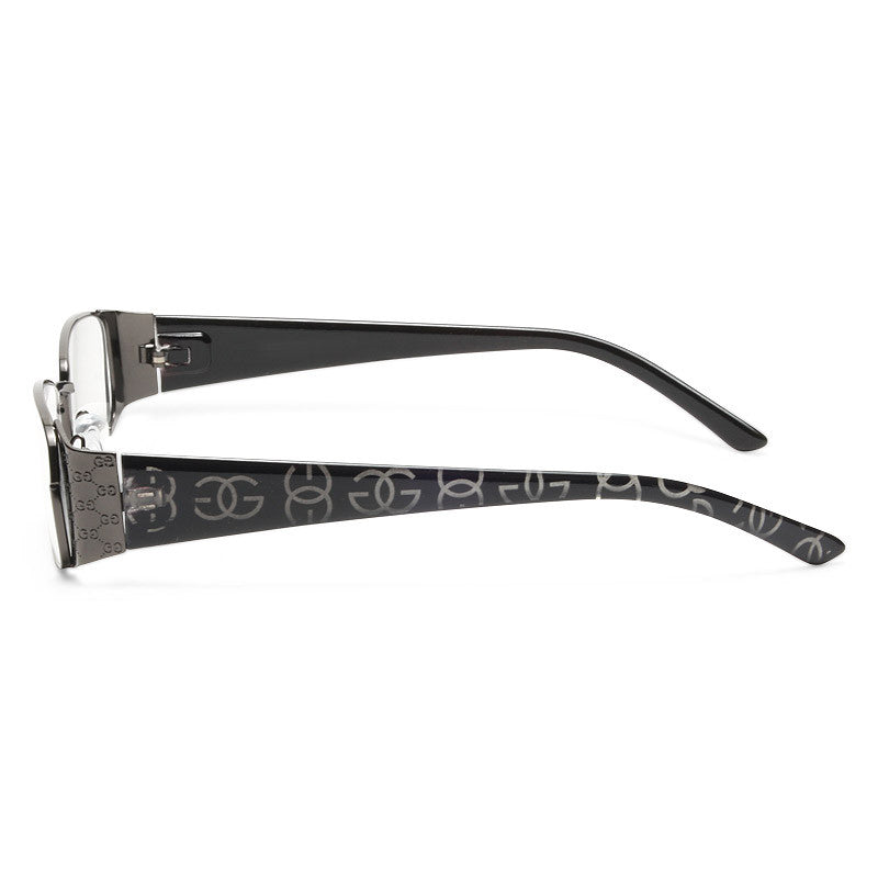 Jenn Logo Arm Metal Skinny Clear Glasses – CosmicEyewear