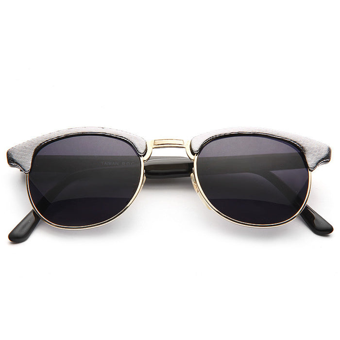 Adriana Vintage Round Metallic Half-Frame Sunglasses