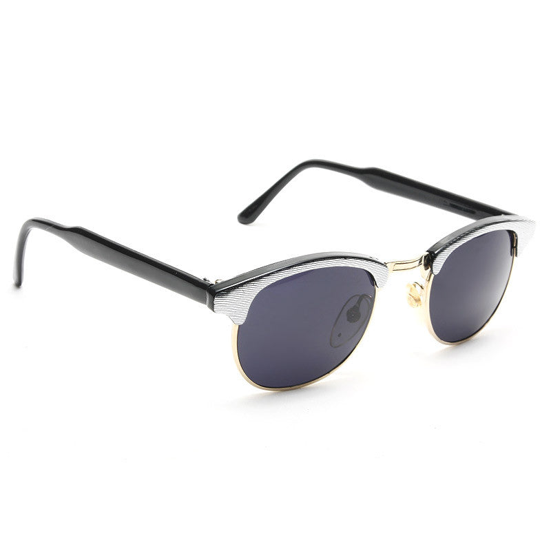 Adriana Vintage Round Metallic Half-Frame Sunglasses