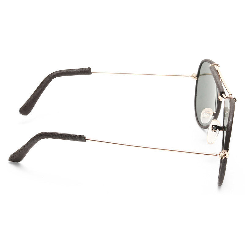 Vintage Classic 56Mm Leather Trim Aviator Sunglasses