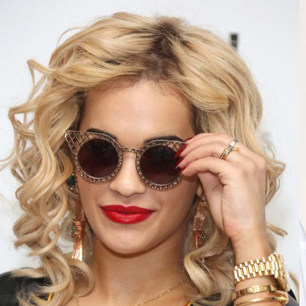 Rita Ora Style Metal Lattice Mod Celebrity Sunglasses