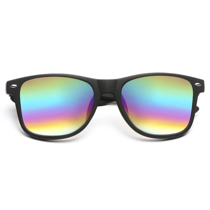Jude Large Rainbow Mirror Rubber Horn Rimmed Sunglasses
