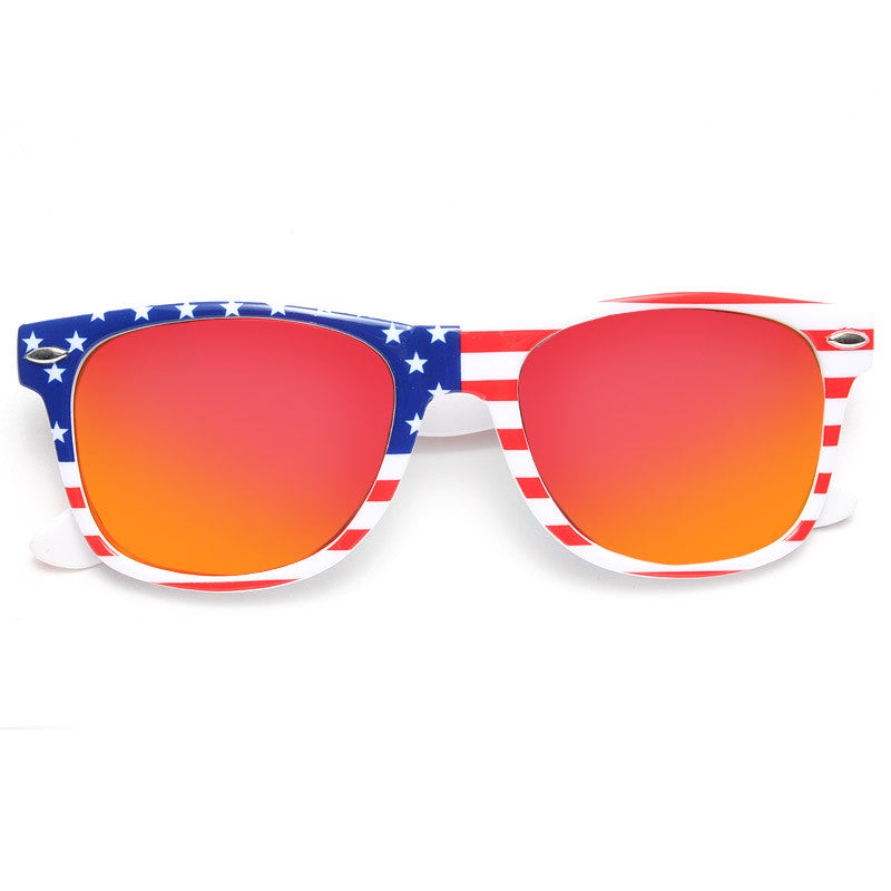 Shep Rose Style Flag Color Mirror Horn Rimmed Celebrity Sunglasses