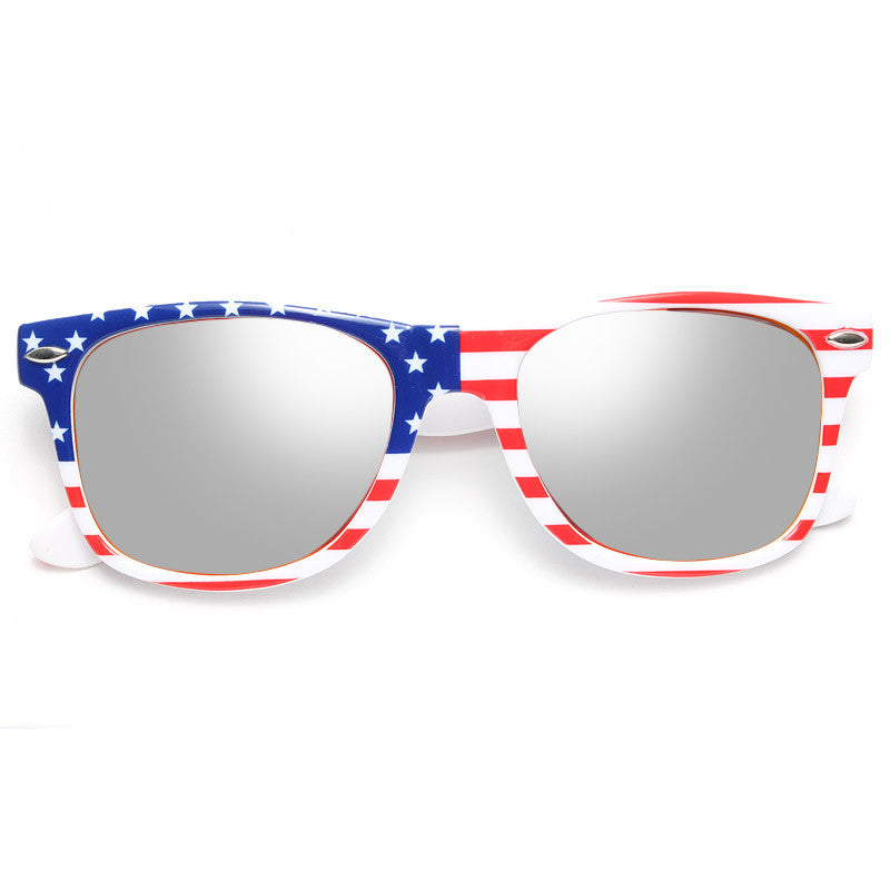 Glory American Flag Color Mirror Horn Rimmed Sunglasses