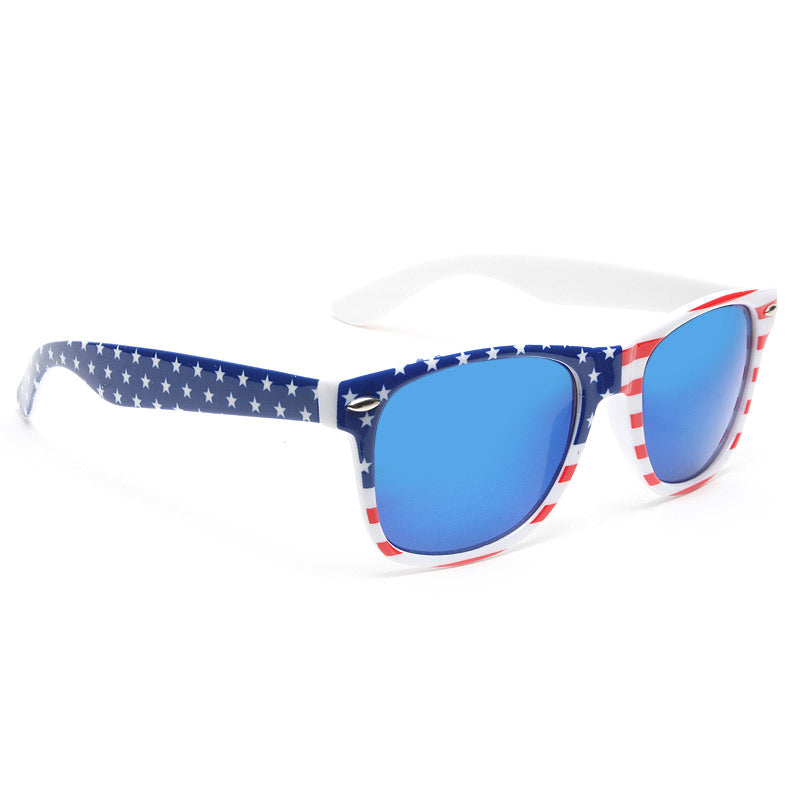 Glory American Flag Color Mirror Horn Rimmed Sunglasses