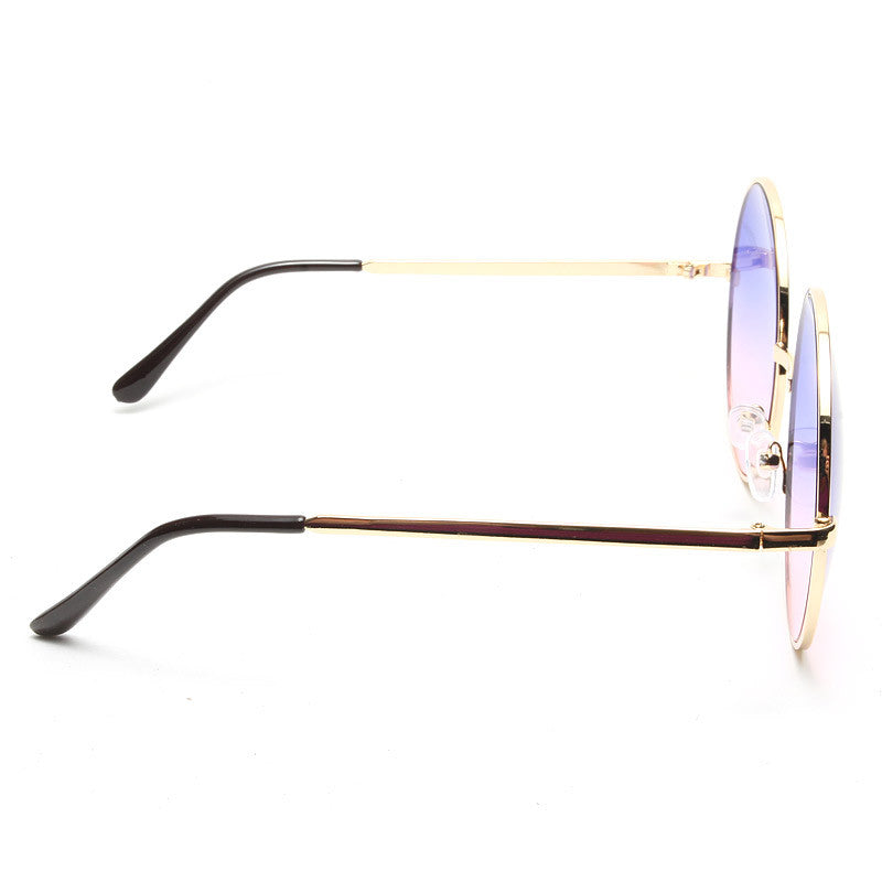 Paris Jackson Style Oversized Metal Round Split Tint Sunglasses