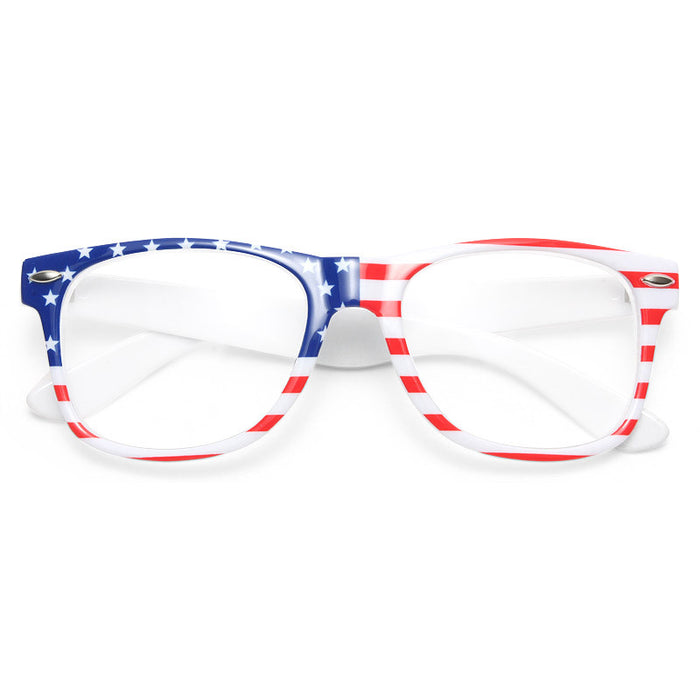 Glory American Flag Clear Horn Rimmed Glasses