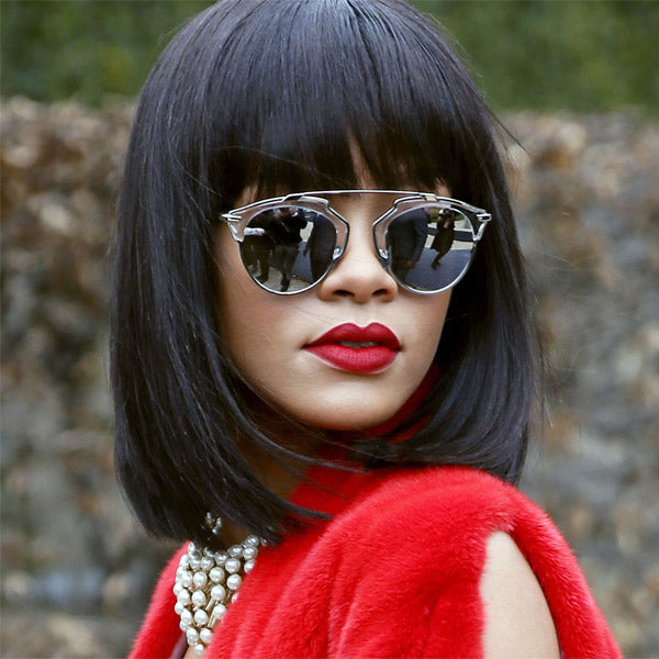 Rihanna Style Thin Bar Flat Top Celebrity Sunglasses