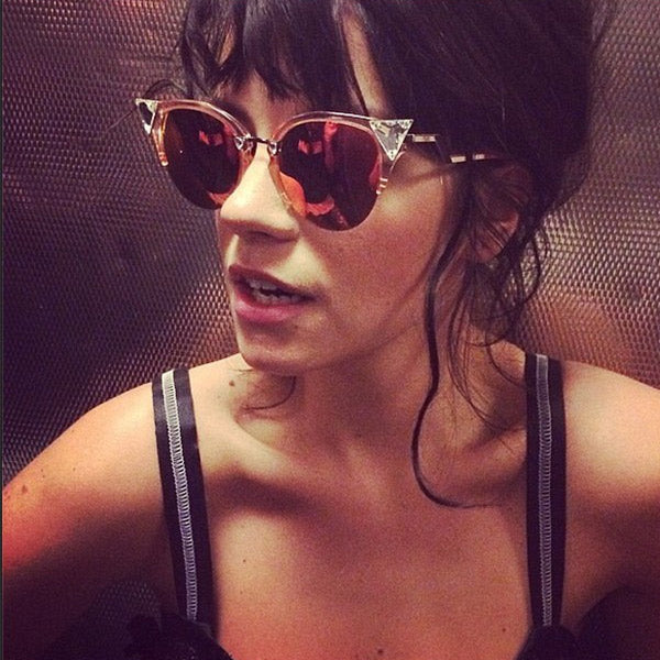 Lily Allen Style Crystal Cat Eye Celebrity Sunglasses