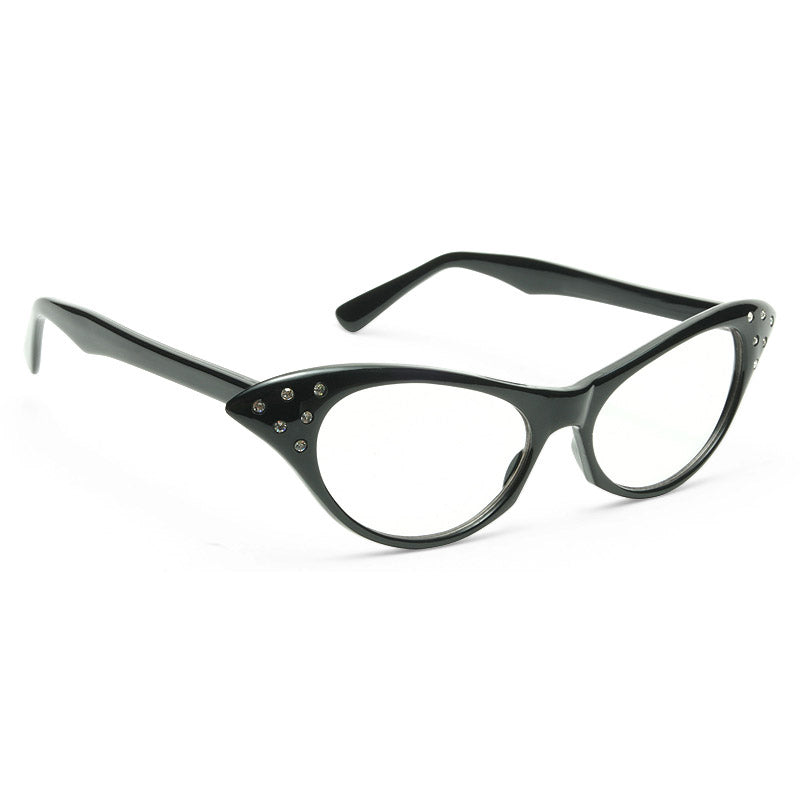 Nancy Rhinestone Cat Eye Clear Glasses