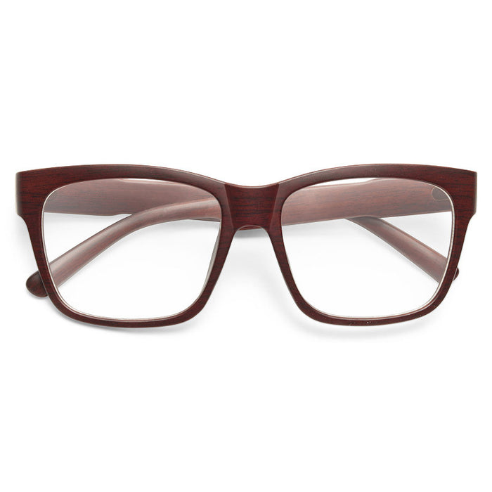 Harold Unisex Wood Grain Clear Horn Rimmed Glasses