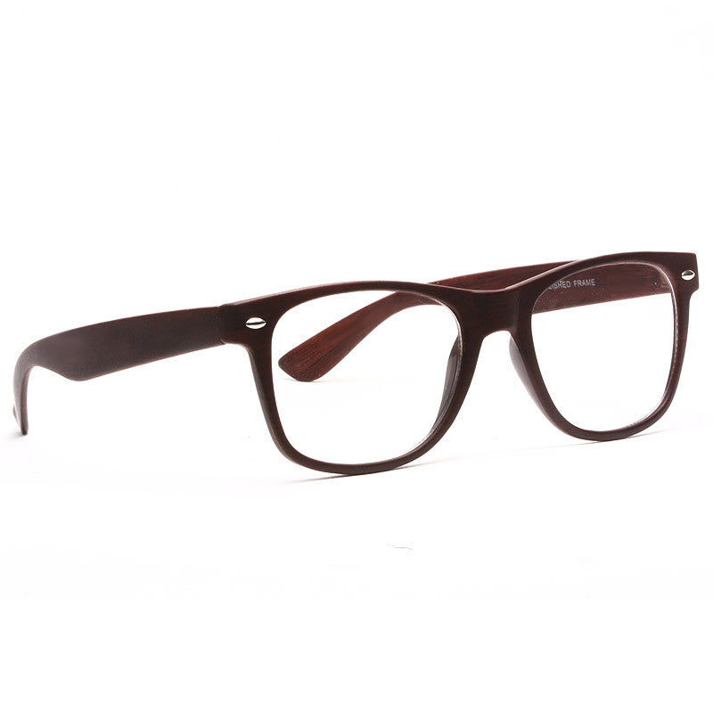 Jude Large Wood Grain Clear Horn Rimmed Glasses