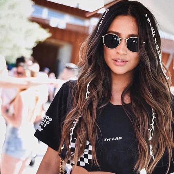 Shay Mitchell Style Metal Rounded Celebrity Sunglasses