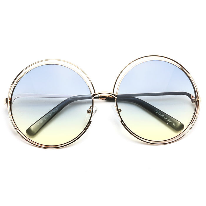 Carlina Designer Inspired Round Split Tint Sunglasses