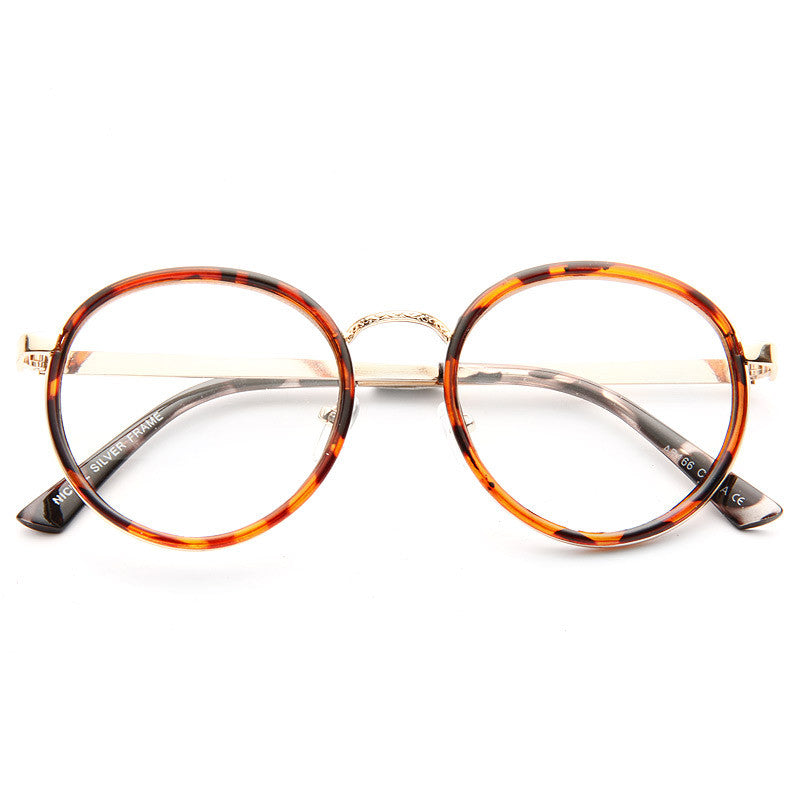 Gigi Hadid Style Thin Round Metal Accent Celebrity Clear Glasses