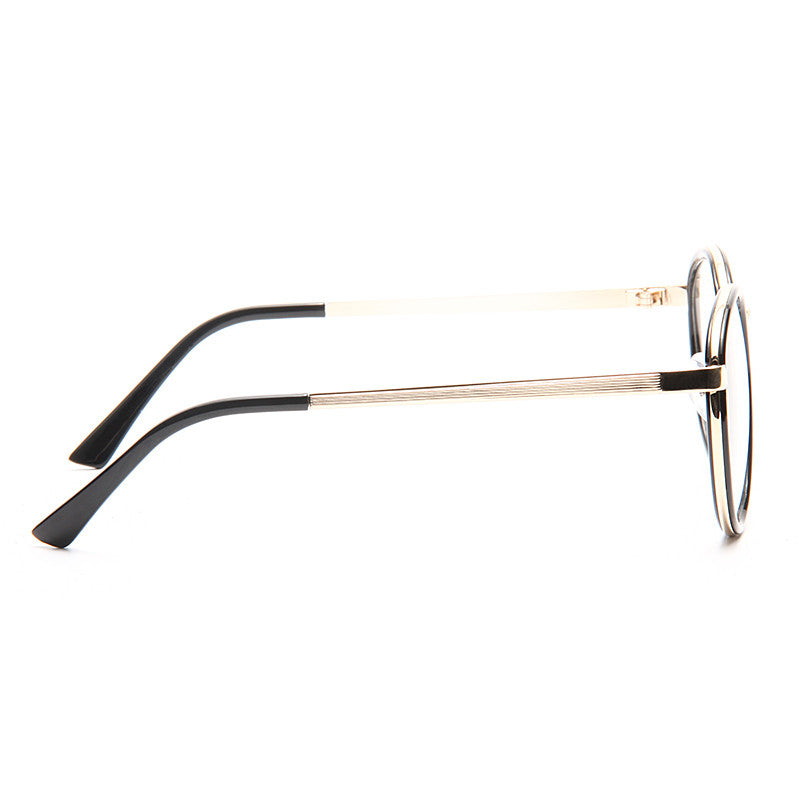 Gigi Hadid Style Thin Round Metal Accent Celebrity Clear Glasses