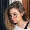 Gigi Hadid Style Thin Round Metal Accent Celebrity Clear Glasses