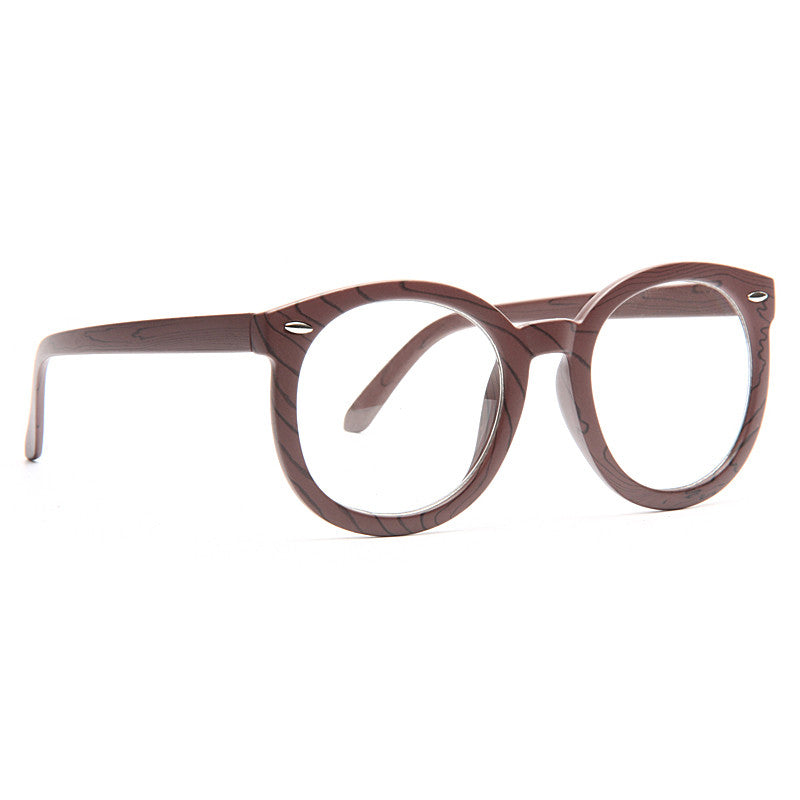 Super Duper Oversized Wood Grain Round Clear Glasses
