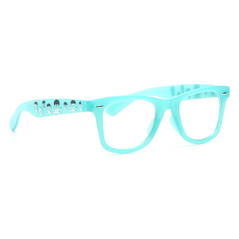 Sheridan Skull Accent Clear Horn Rimmed Glasses
